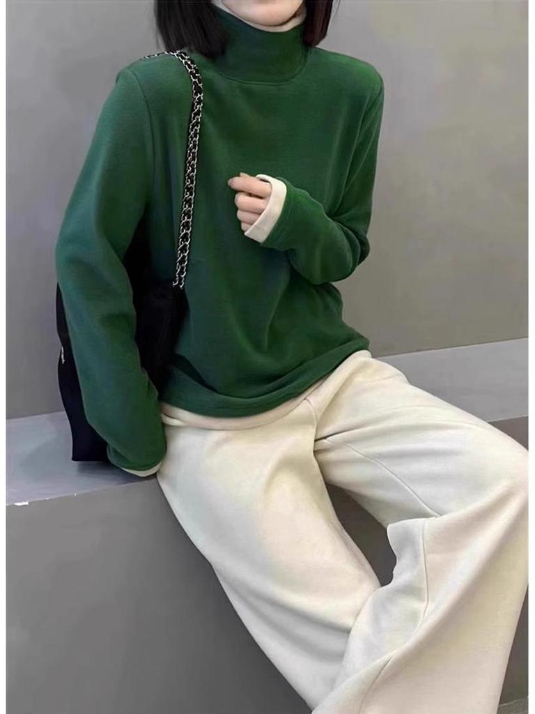 280g Gerippter Deutscher Samt Hong Kong Stil Zwei-in-Eins Langarmshirt, Herbst/Winter, Vielseitiges Mutterkleid.