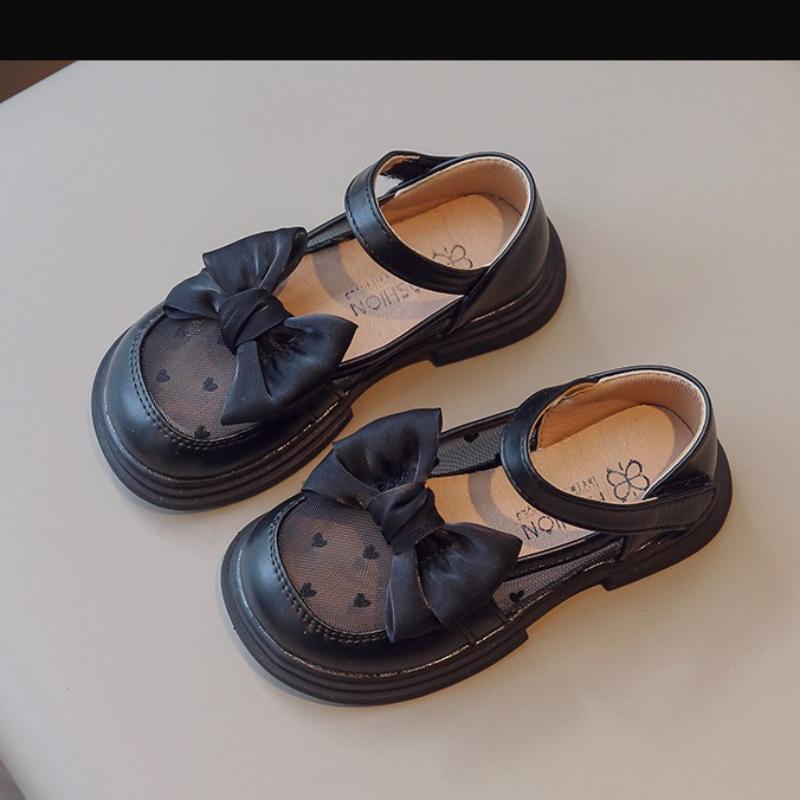 Girls' Little Leather Shoes Spring New Girl Mesh Shoe Soft soled Anti slip kids Single Shoe bowKnot Girl Princess Leather Shoes