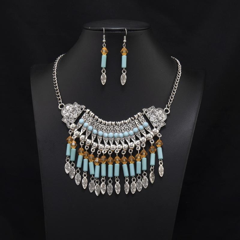 Tibetan Vintage Exotic Bohemian Necklace Nepalese Clavicle Chain Pendant Forehead Ornament Female