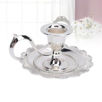 Zinc Alloy Candlestick Holder Drip Catcher Tray Handle Stand Taper Candle Holder European Style Solid Finish