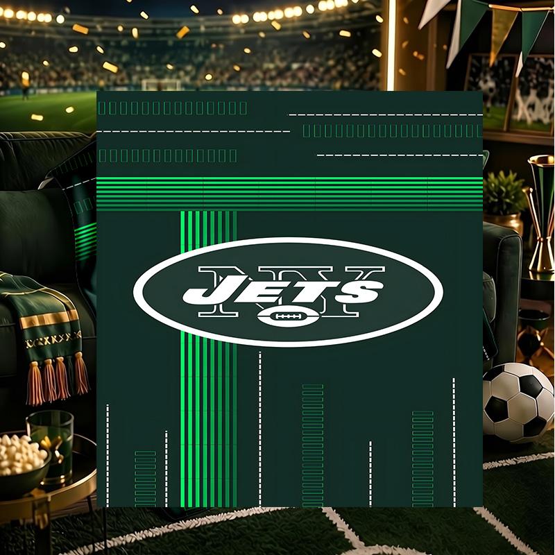 Jets Football Decke Leichte Flanel Bettdecke Perfekt für Reisen, Camping, Wohnzimmer, Büros, Sofas, Fan Weihnachtsgeschenk