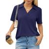Nouveau haut polo décontracté simple à manches courtes de couleur unie pour femme