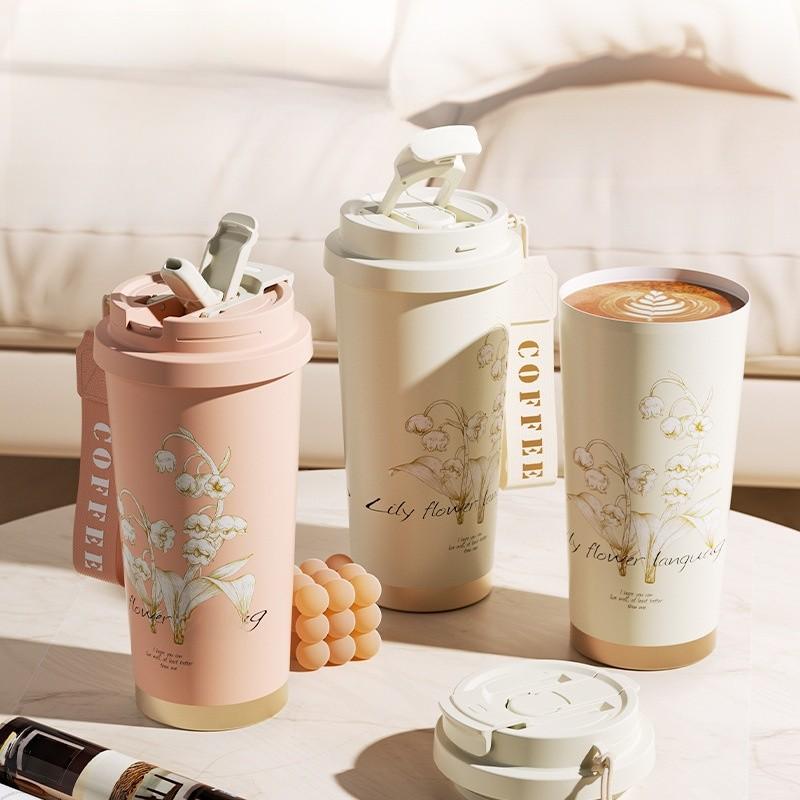 Convallaria Flower Insulated Water Bottle With Stainless Steel Vacuum For Travel And Gifts