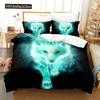 Boys Wolf Duvet Cover Set Queen Size, Boho Wolf Wildlife Animal Bedding Set Men Galaxy Dream Catcher Moon Polyester Quilt Cover