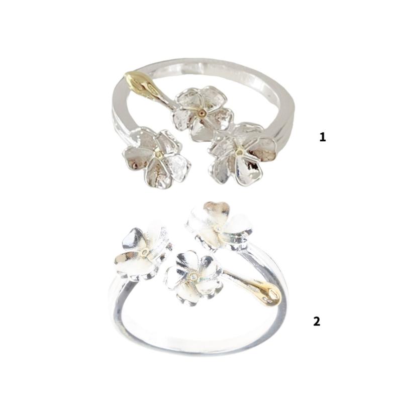 Elegant Irises Flower Adjustable Rings Silver Color Adjustable Rings Highlighting Elegant And Stylish Floral Designs