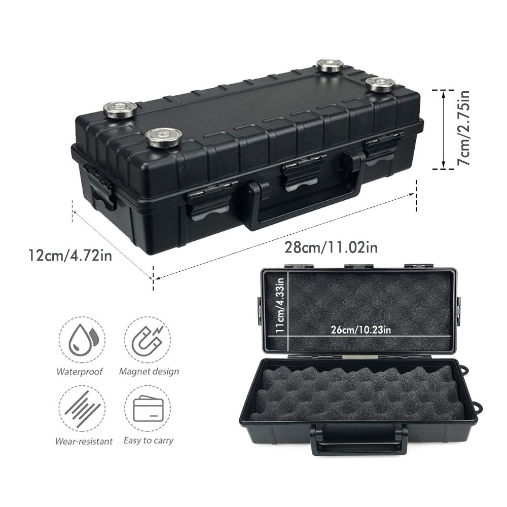 

Магнитный держатель для ключей под автомобилем, скрытый ящик для ключей с сильным магнитом, водонепроницаемый магнитный держатель для ключей, нержавеющий магнитный ящик для хранения чёрный