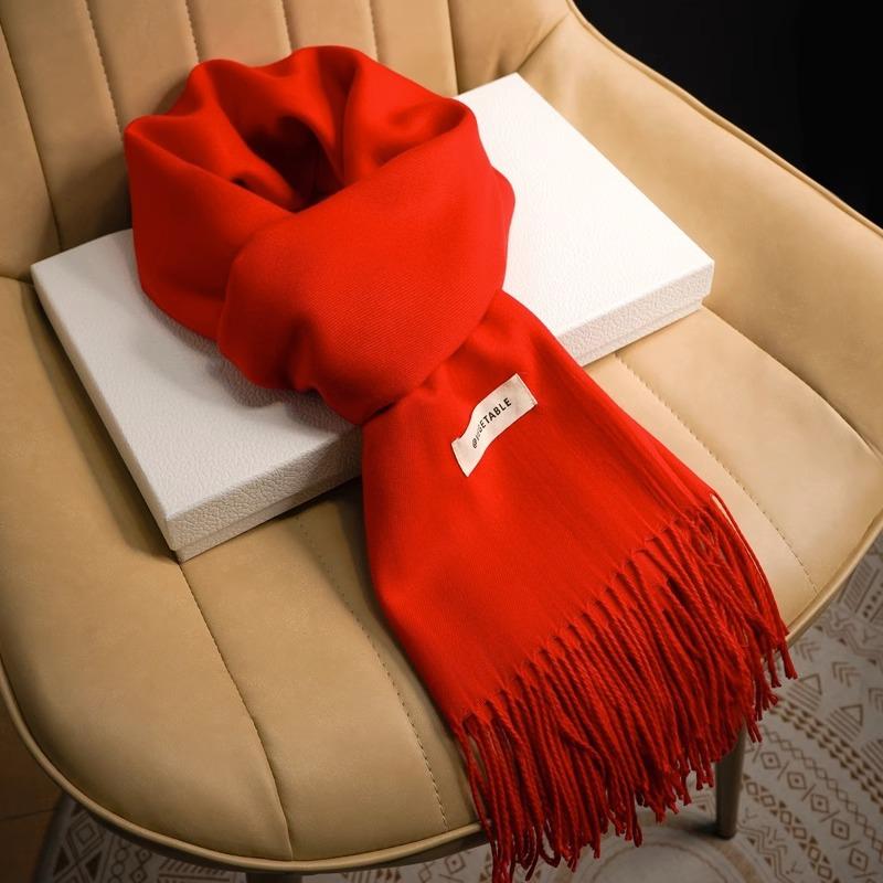 Scarf for men and women, warm in autumn and winter, red scarf.