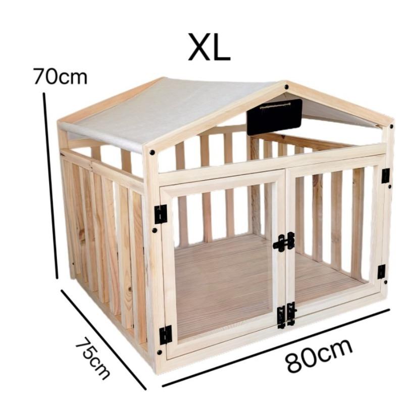 Wooden Transparent Pet House with Double Doors Indoor Dog Cat Crate Fence Stable Safe Houses for Small To Medium Cats Dogs