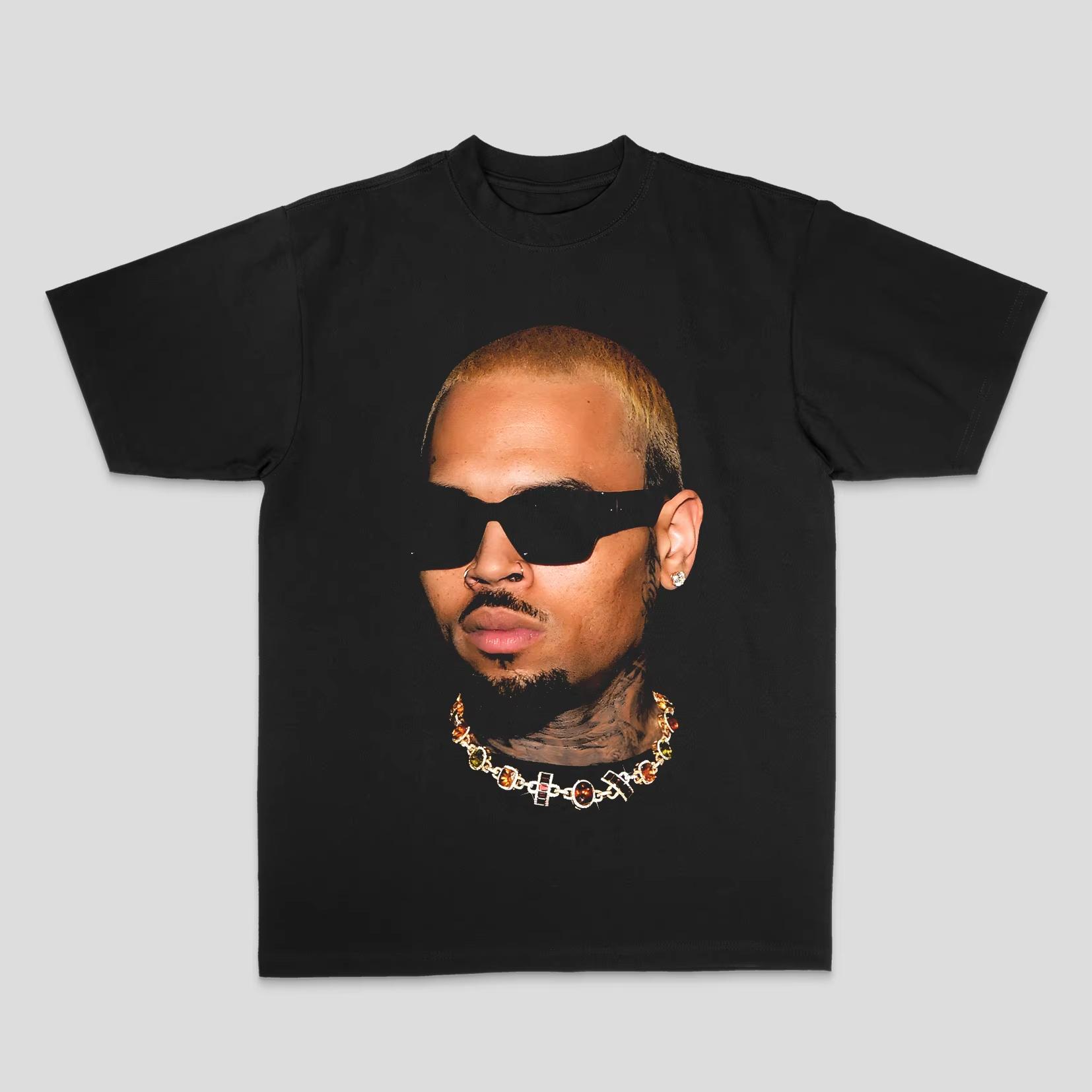 

European and American Chris Brown Hip-hop Rock Rap Top, High Street Sporty Casual Loose Men s T-shirt, Women s T-shirt, Couple 4XL