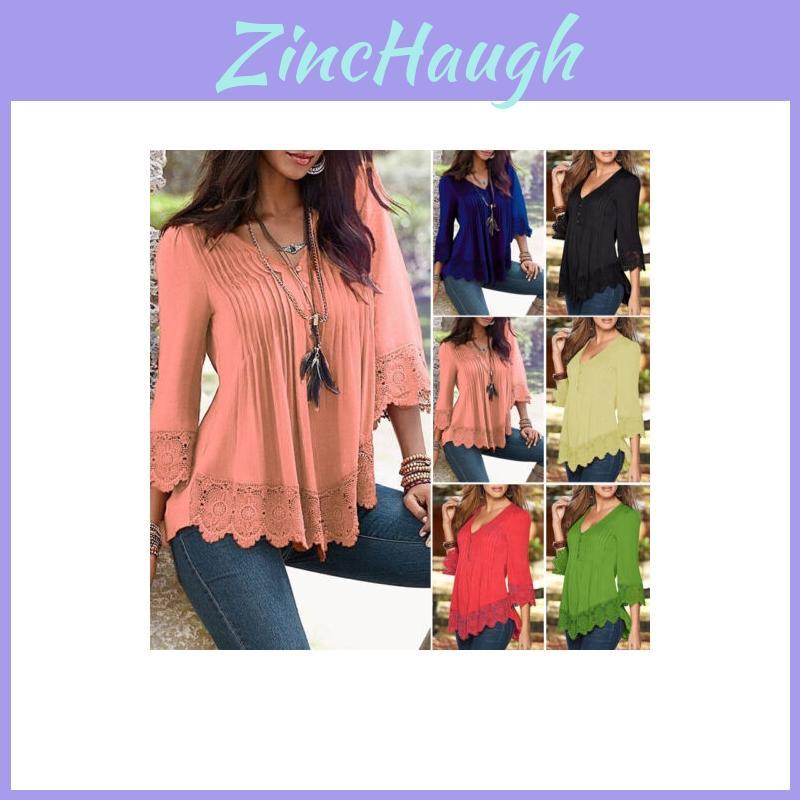 Premium Quality Women Ladies Casual Long Sleeve Lace Shirts Loose Blouses Plus Size