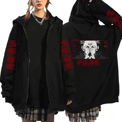 Jujutsu Kaisen Zip Up Hoodies Harajuku Ryomen Sukuna Zipper Black Jackets Clothes Harajuku Oversize Streetwear Sweatshirts
