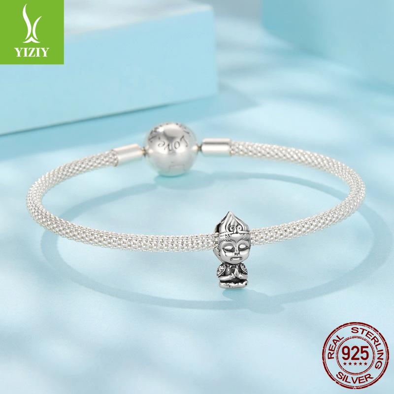 Retro Little Wukong Diy Beading Accessories Chinese Style Cartoon S925 Sterling Silver Beads Loose Beads