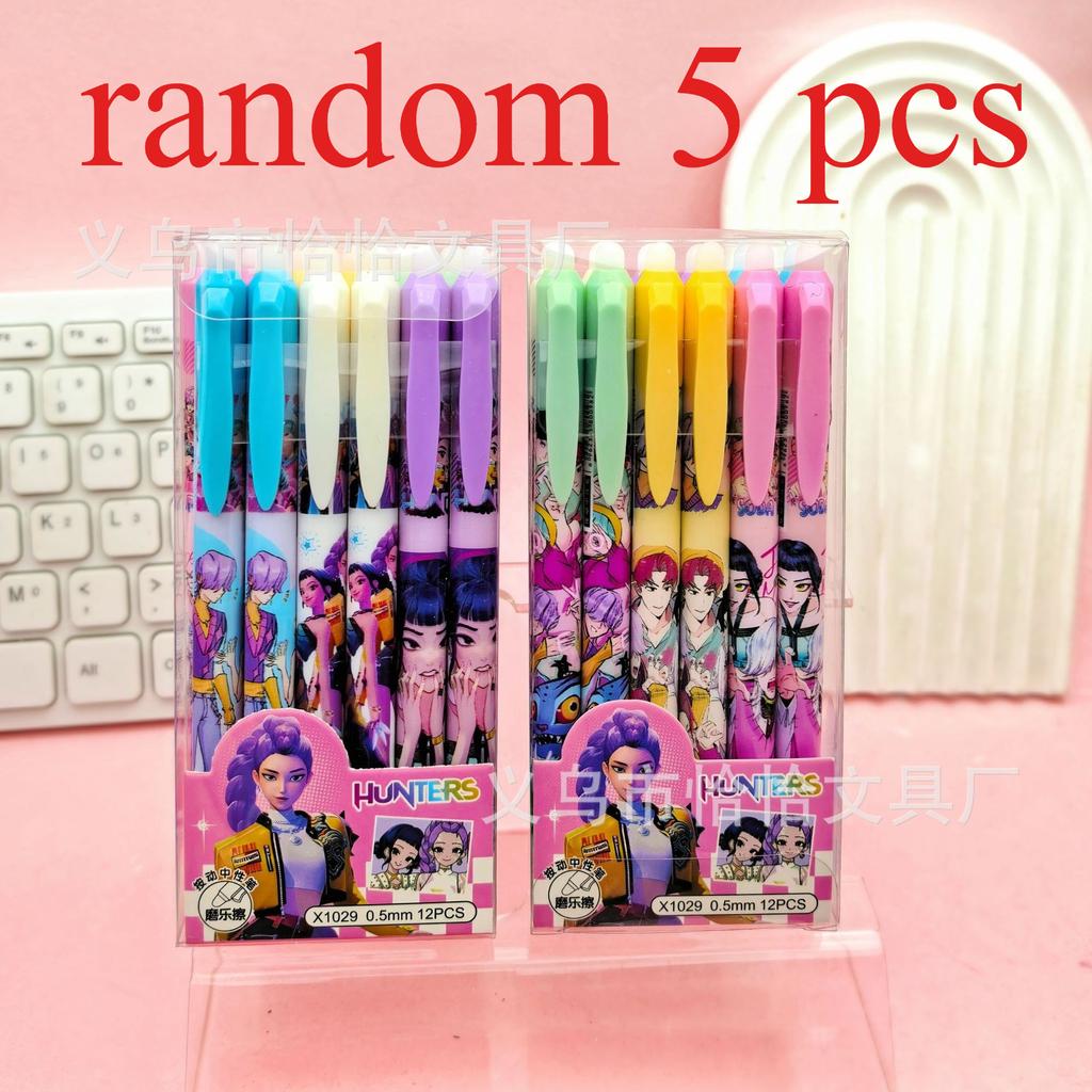 Kpop Demon Hunters 0.5mm Erasable Gel Pen - Refillable & Retractable Black Ink Friction Pen for School Office Supplies