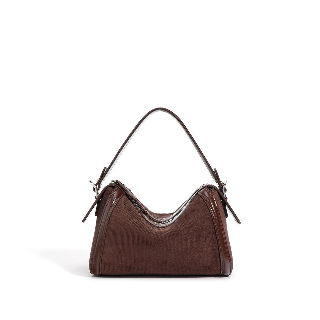 2025 Simple Textured Cowhide Boston Crossbody Bag with Niche Design