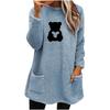 Sudadera con Capucha de Forro Polar de Doble Cara con Estampado de Osos: jersey informal de corte holgado, manga larga, cuello redondo, con bolsillo.