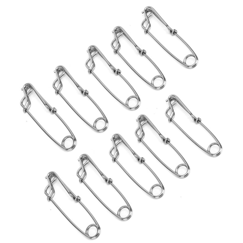 10Pcs Stainless Steel Longline Branch Hangers Snap Clip Tuna Clamp Fishing Tackle 2.6X100mm