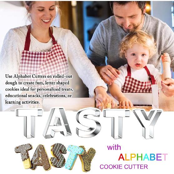 Letter Cookie Cutters Shapes Large 3 Inch - 26 Pcs Stainless Steel Alphabet Letter Cookie Cutter Set Fondant Biscuit Fruit Dough Mold Tools for