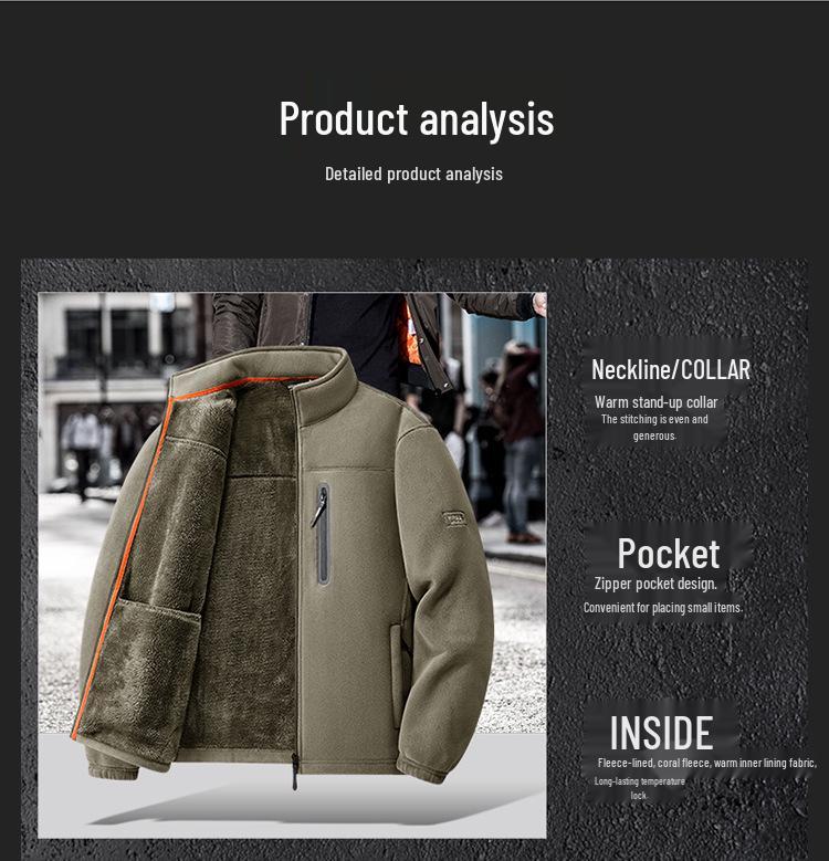 8918A Men's Thickened Fleece Outdoor Jacket - Autumn/Winter Sherpa Style