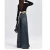 Women's High Waist Dark Blue Retro Wide Leg Jeans - Spring/Summer 2025 Collection - Slimming, Floor-Length, Loose Fit