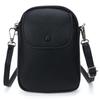 [yumemono] Smartphone Shoulder Bag, Shoulder Pouch, Fits Small Items, Rounded Leather Pochette with Crossbody Strap, Vertical Style (Black)