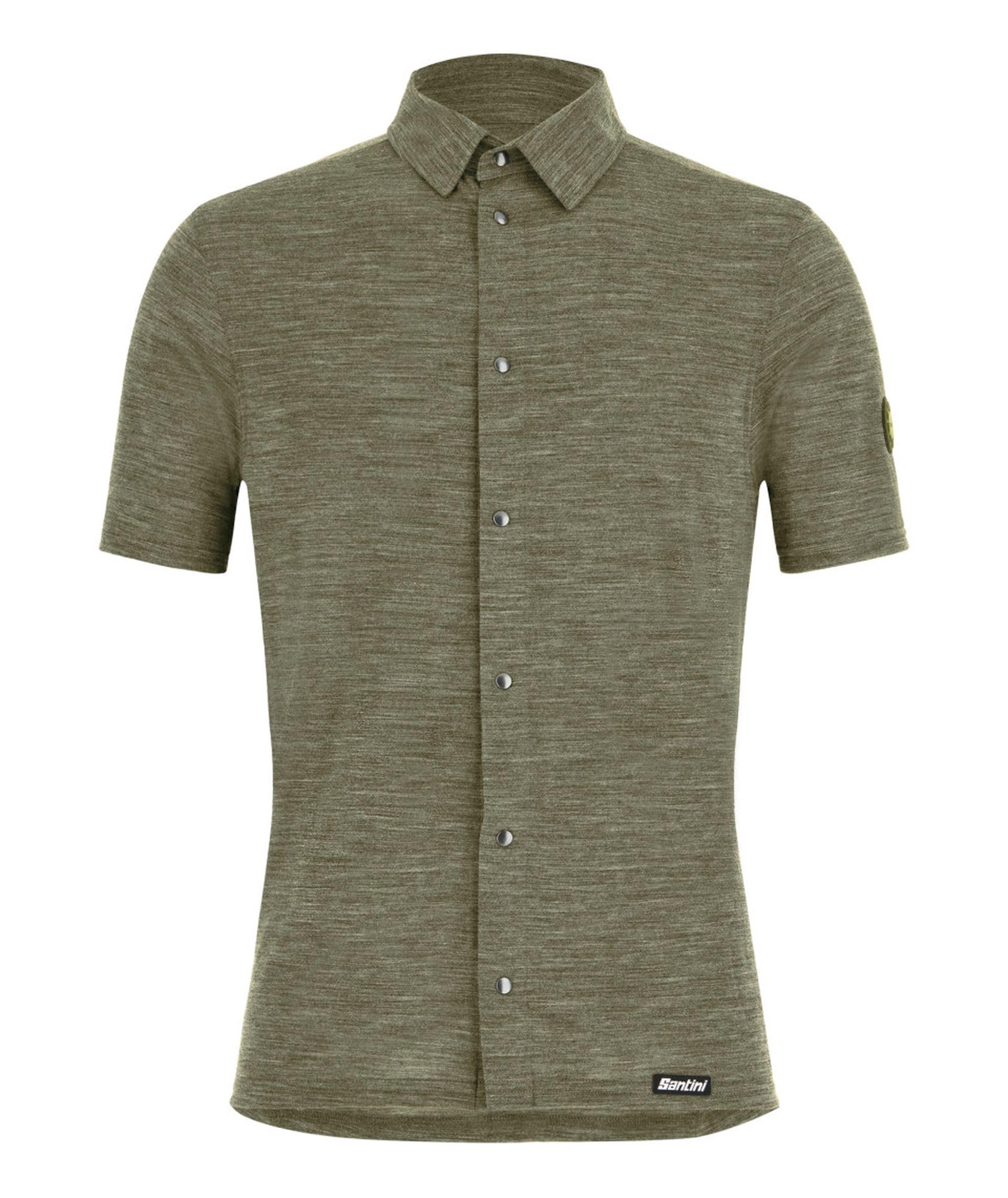 

Santini Technical Shirt for Men Wool Blend Button Military Green 0M495SUMGRAVL [GRAVEL] Fabric, Antibacterial, Closure, Pockets, (Size XS) [Authentic]