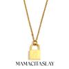 MamacitaSlay 316L Stainless Steel Ancient Letters Engaged Lock Pendant Necklace 18K Gold Plated Waterproof Neck Jewelry Gift