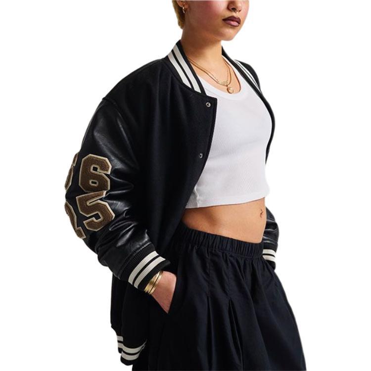 Vans Baseball Collar Single-Breasted Loose Long Sleeve Jacket Unisex Jackets Black VN000MDK-BLK