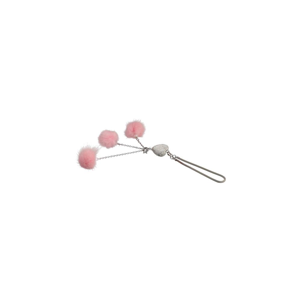 Rearview Mirror Bling  Car Charm Car Crystal Pendant Car Hanging Ornaments Pink Plush Ball