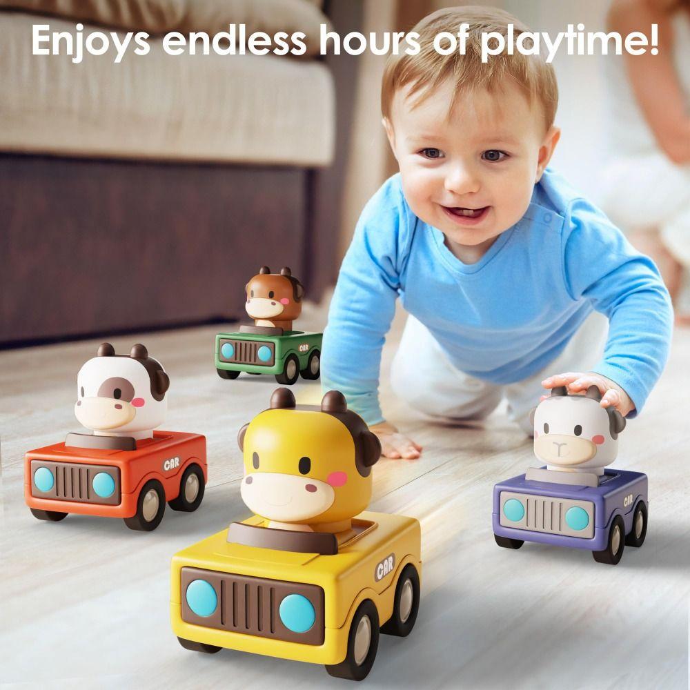 Birthday Gifts Press To Go Car Toy Cartoon Infant Play Vehicle  Toddlers 1-3