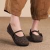 Johnature Retro Hollow Breathable Flat Shoes Genuine Leather Soft Sole Sandals Versatile Women's Shoes