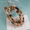 Layered Gold Tone Chunky Beaded Statement Necklace for Women Boho Vintage Style Adjustable Chain Fashion Jewelry Trendy Daily