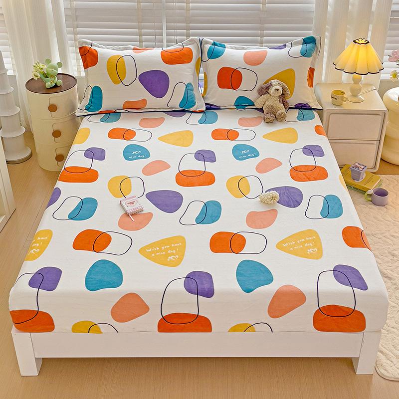 

Flannel Fleece Fitted Bed Sheet for Winter Cartoon Style Thick and Warm drap de lit Single/Queen/King Fleece sabanas 150x200 Single90x190x25cm1pc
