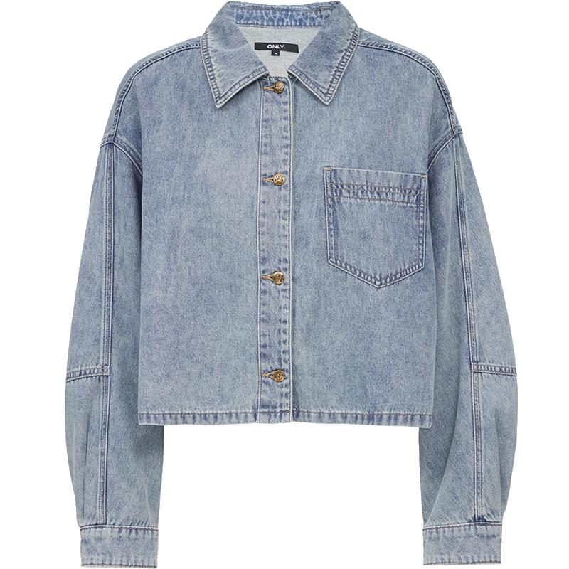 Only Women's Asymmetric Pocket Drop-Shoulder Denim Shirt