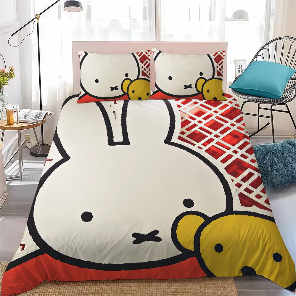 M-MiffyS Cute Duvet Cover Set Home Style Bedding Soft Laundry Cotton Bed 3 Piece Set Student Dormitory Gift