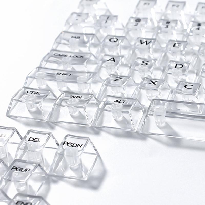 132Keys Transparent Keycaps 10mm Profile Keycap Set for Mechanical Keyboards with Color Lighting Side/Top Print