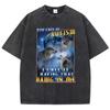 Retro Autism Wolf T Shirt Vintage Washed  Cotton TShirt Graphic Tee Casual Streetwear for Spring Summer Fall
