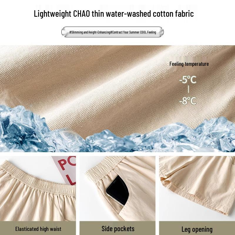 High-Waisted Cotton Linen A-Line Shorts - Petite, Casual, Slimming, Wide-Leg, Summer Wear for Women