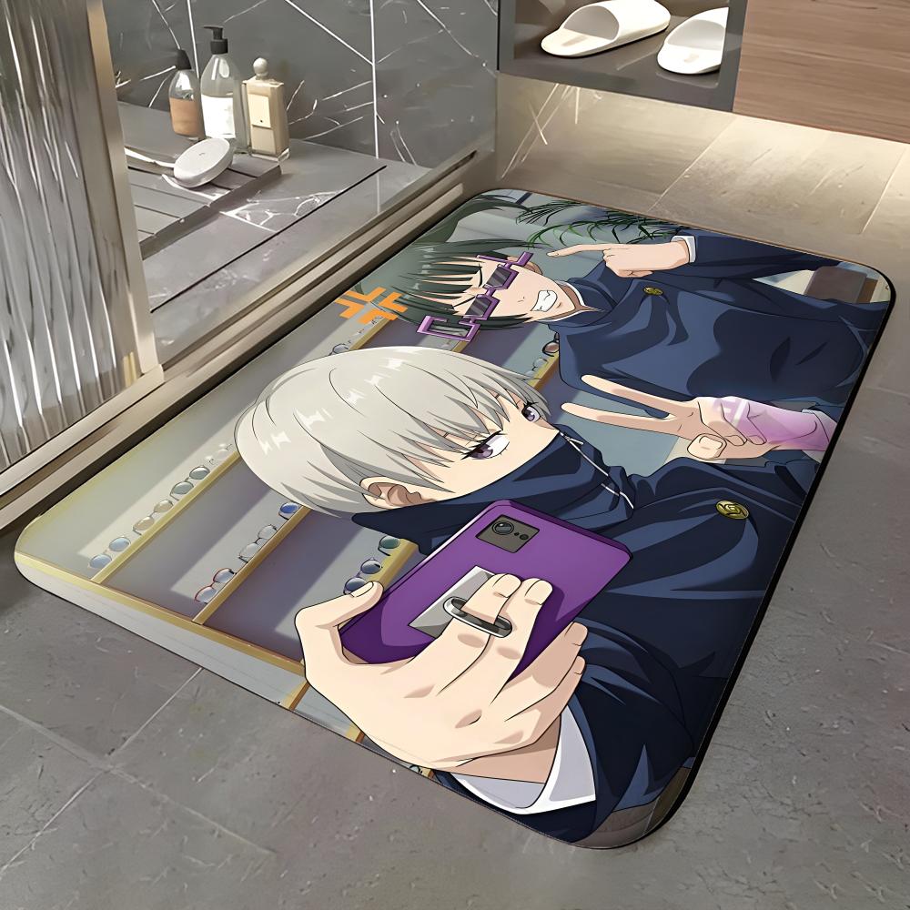 Anime J-Jujutsu Kaisen Floor Mat Soft Flannel Entrance Door Mat Non Slip Absorbent Bathroom Bedroom Floor Rug