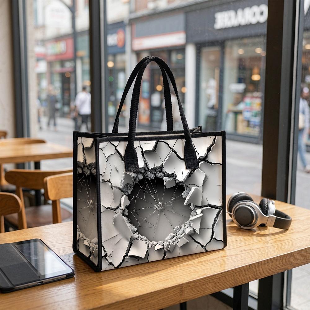 Crack Effect Women Tote Bag Fashion Casual Large Capacity Handbag for Outdoor Shopping Daily Use