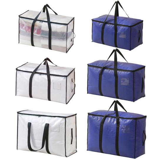 Velká úložná taška na quilt Průhledný úložný box s víkem Zesílená ucha Vodotěsný Skládací Stěhovací úložné tašky Tašky pro balení oblečení Lůžkovin