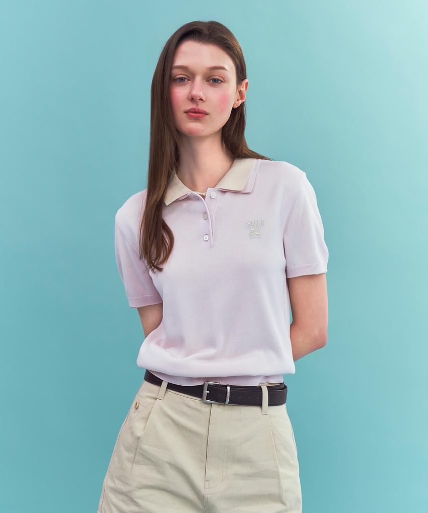Seteo (W) Classic Collar Half Knit Pink