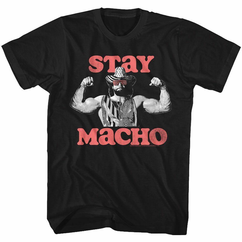 

Macho Man Stay Macho Black Adult T-Shirt S