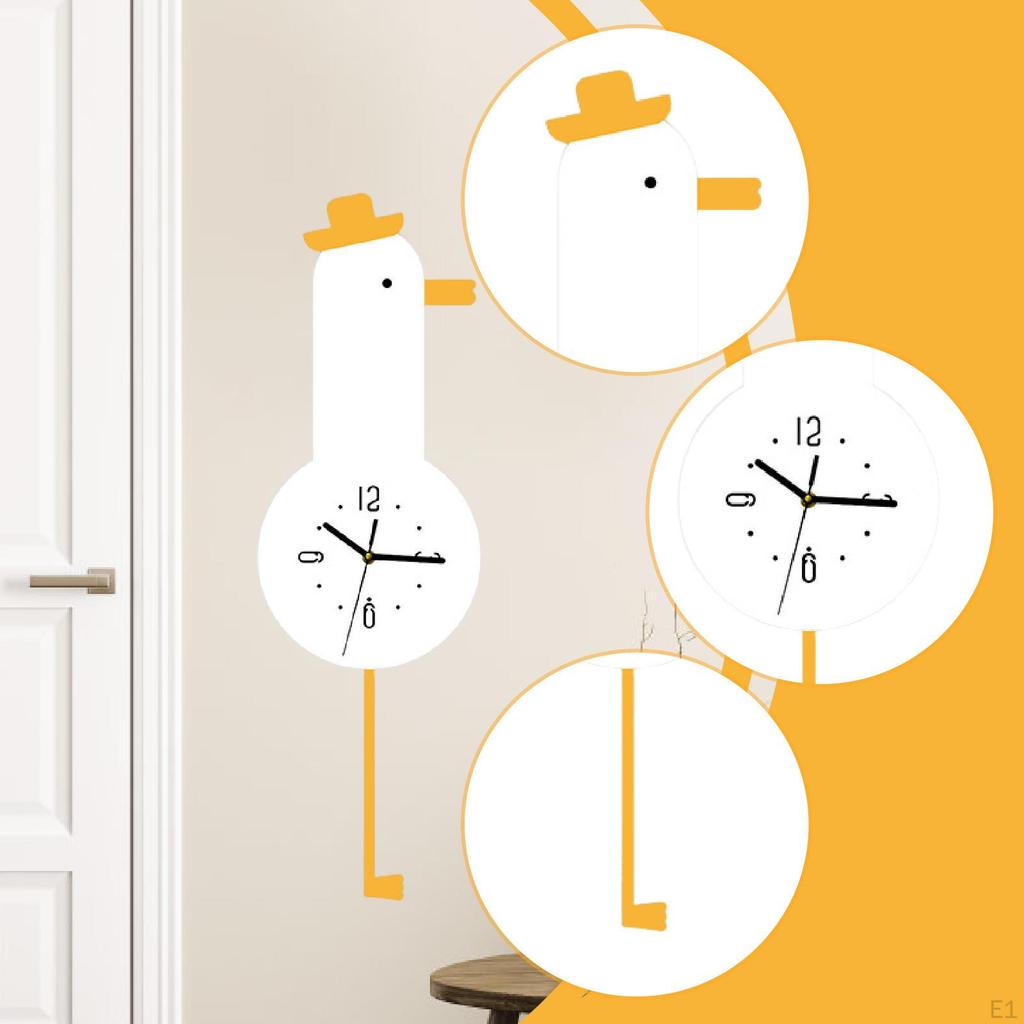Chick Wall Clock with Swing Foot Pendulum Hanging Decor for Classroom