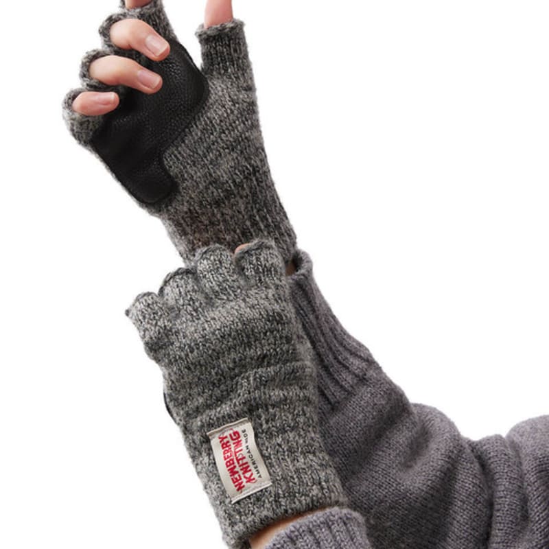 NEWBERRY KNITTING Deerskin Fingerless Gloves - Charcoal