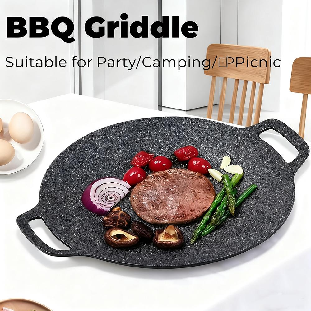 Korean Grill Pan with Nonstick 7-Layer Coating,11.8" /13.38" Aluminum BBQ Griddle for Induction, Gas Stove, Indoor and Outdoor