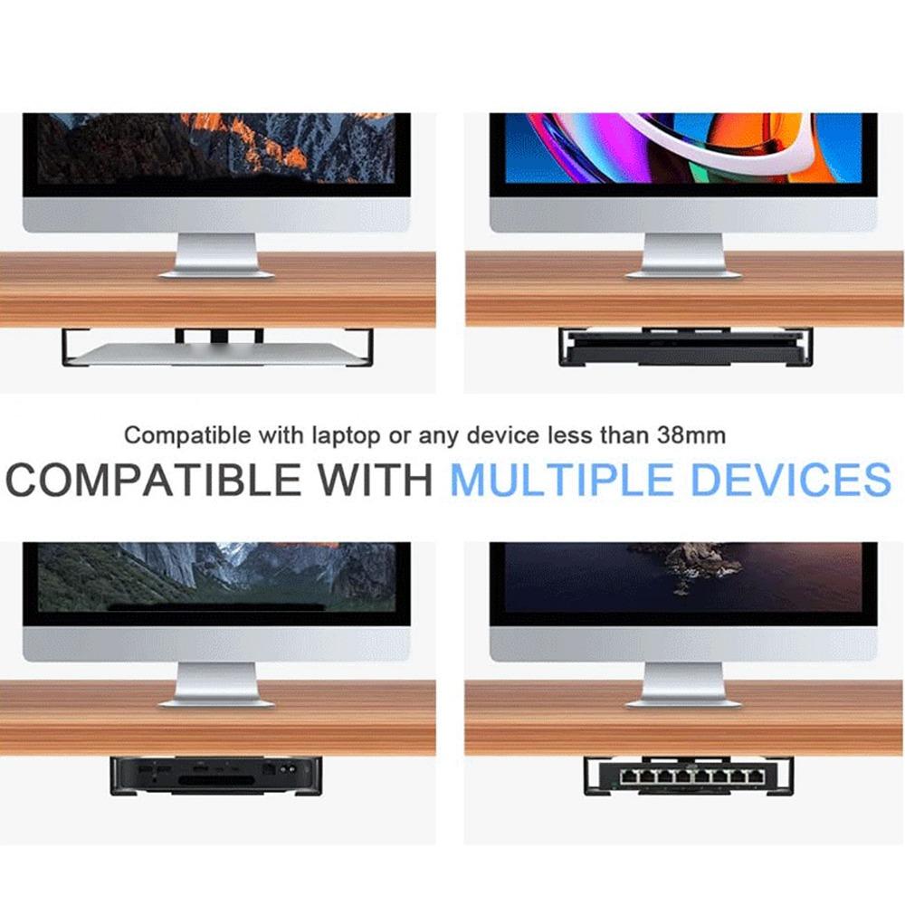 3pcs Black Under Desk Shelf Space Saving Under Desk Device Holder Laptop Mount  Desks Organization