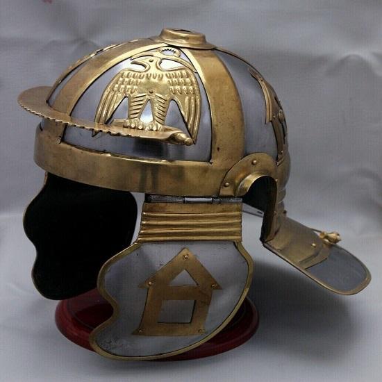Royal Handicraft Reproduktion eines antiken römisch-gallischen Zenturio-Helms aus Stahl und Messing