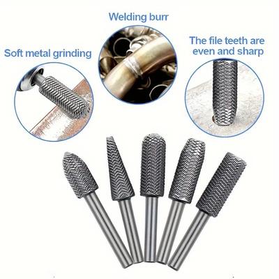 5pcs 6mm Rotary File Steel File Carpentry DIY Soft Metal Trimming Set Metal Grinding Repair Tool
