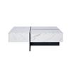 Home High-Gloss Coffee Table Marble Panel with 3 Drawers App Control Colorful Side Light Strip Rectangle Shape LED Tea Furniture