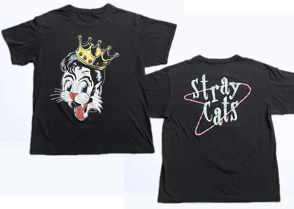 

2 Sides Stray Cats 1989 Tour Black Cotton Shirt Full size S5XL CS85 Unisex T-Shirt S